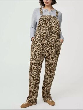 torrid Leopard-Print Overalls Jumpsuit - Tan & Black